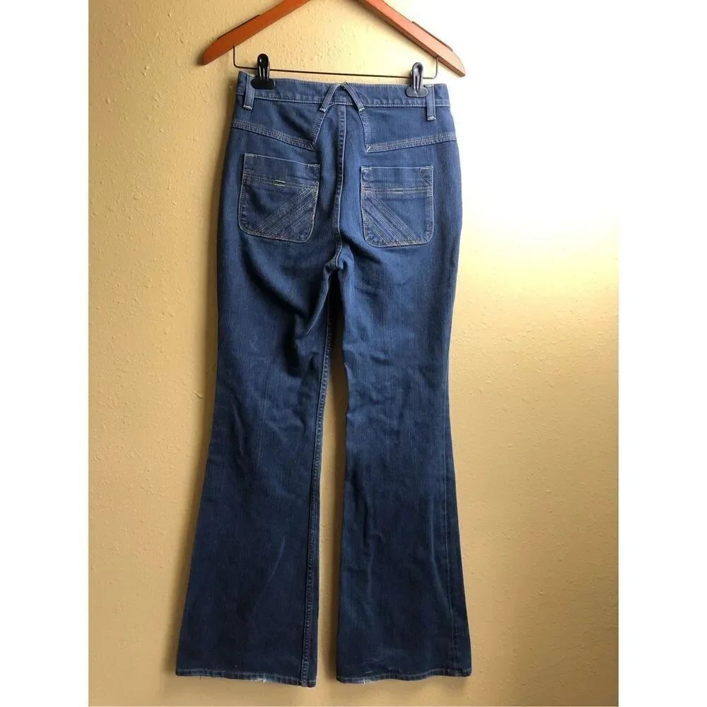 Bebe Flare Jeans Womens 28 Blue Stretch Denim High Waist USA - Picture 8 of 14